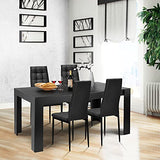 Giantex 5-Pieces Dining Table Set for 4, 63" Large Kitchen Table and 4 Fabric Dining Chairs with Padded Seat, High Backrest, Anti-Slip Foot Pad, Space-Saving Dinette Set for Restaurant Giantex