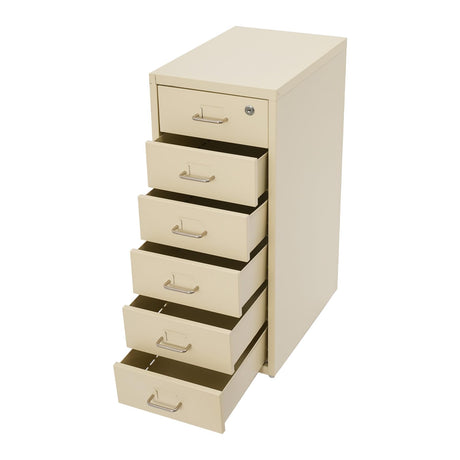 Philipreba 11x16x27in Metal File Storage Cabinet with 6 Drawers, Vertical Home Office File Folders Storage Cabinet with Wheels, Lockable Lateral File Box for Letter A4 File Size (Light Yellow) Philipreba
