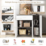 Giantex Buffet Cabinet with Storage, 3 Door Kitchen Cupboard with Large Drawer, Adjustable Shelf, Wood Kitchen Organizer, Entryway Console Table, Dining Room Furniture Giantex