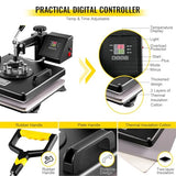 8 in 1 Heat Press 15"x15" Sublimation Machine + 53" Vinyl Cutter/Plotter Cutting CooFel