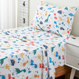 Bunnikins & Clover Kids Sheets Set Twin Size, Deep Pocket Twin Sheets Set Soft Printed Microfiber Dinosaur Toddler Bedding Set for Boys Girls Bunnikins & Clover