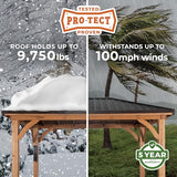 Backyard Discovery Barrington 16 ft. x 12 ft. Hip Roof Cedar Wood Gazebo Pavilion, Shade, Rain, Hard Top Steel Metal Roof, All Weather Protected, Wind Resistant up to 100 mph, Holds up to 7800 lbs Backyard Discovery