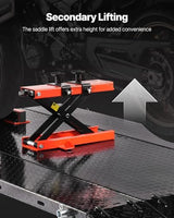 VEVOR Motorcycle Lift Table, 1500lbs Weight Capacity, Pneumatic Motorcycle Jack, 8.6-31 in Height Range, Heavy Duty Bike Repair Stand with Removable Workbench, Repair Platform for ATVs, Dirt Bike VEVOR