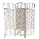 4 ft. Short Fiber Weave Folding Screen - White - 3 Panels Red Lantern