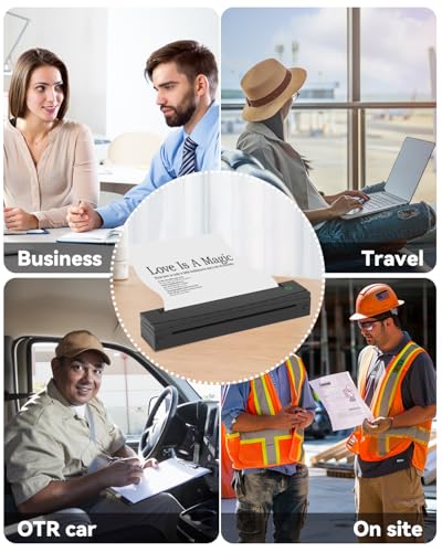 NDYIN Portable Printer Wireless for Travel, D80 Thermal Printer, Inkless Printers, Compatible with iOS, Android, Laptop, Supports 8.5" x 11" US Letter & A4 & A5 for Home Use, Office, Vehicles, Black NDYIN