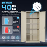 Superday Metal Storage Cabinet with Lock, 72" H Garage Storage Cabinet with Doors and 4 Adjustable Shelves,Putty Steel Locking Cabinets for Office, Home, Garage, Gym, School Superday