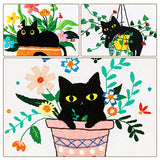 Nuberlic 3 Sets Cute Cat Embroidery Kit for Adults Beginners, Stamped Cross Stitch Starter Kits Include Needlepoint Cloth Hoops Needles Threads and Instruction