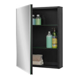 Fundin Medicine Cabinet 20 x 26 inches Mirror Size, Recessed or Surface Mount, Black Aluminum Bathroom Wall Cabinet with Mirror and Adjustable Shelves. Fundin