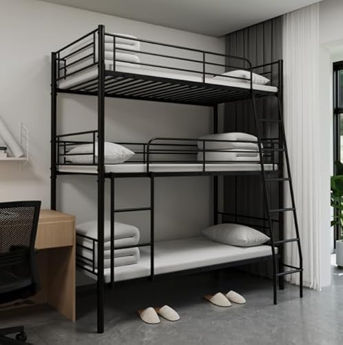 Bellemave Triple Bunk Bed for 3, bunk Bed for 3 Person, 3 bunk beds for Kids/Adults/Teenagers, Black Bellemave