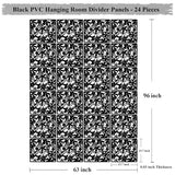 LRZCGB Hanging Room Divider,24 Pieces PVC Screen Partition Panel with Butterfly Flower Bird for Living Dining Study Sitting-Room Hotel Bar Decoration (Black, 24) LRZCGB