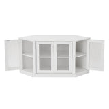 Panana Corner TV Stand, 47 Inch TV Media Console Table with 4 Doors and Shelves, Living Room Storage Entertainment Center for TVs up to 51 Inch (White) Panana