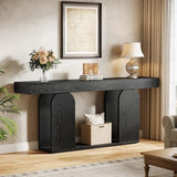 Tribesigns 70.9-Inch Extra Long Sofa Table, Farmhouse Console Tables with Wood Frame and Storage Shelf, 2-Tier Wood Table Behind Couch for Living Room, Hallway, Foyer, Black Tribesigns