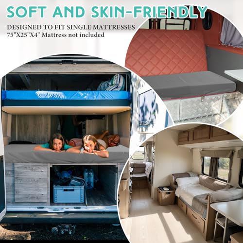 Breling Fitted Sheet (Sheet Only) Compatible with Milliard Trifold Mattress Folding Mattress Fitted Microfiber Bedsheet for Camp Bunk Rvs Bed(Dark Gray,Single,4'') Breling