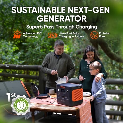 Jackery 1000 Plus Solar Generator, 1264Wh Portable Power Station with 2xSolarSaga 100W Solar Panels, 2000W Output Expandable Home Backup Power for Off-grid Living, Outdoor Camping and Exploration