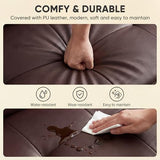 YESHOMY Modern Futon Sofa Bed, Convertible Futon Couch with Adjustable Backrest, Futon Loveseat Sleeper Sofa Bed with Armrest for Living Room, Small Spaces,PU Leather, Brown YESHOMY