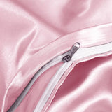 Horbaunal 5 Pieces Satin Duvet Cover Set Queen/Full Size Blush Pink Duvet Cover with Corner Ties & Zipper Closure, Luxury & Silky Bedding Set, 1 Duvet Cover and 4 Pillowcases (No Comforter) Horbaunal