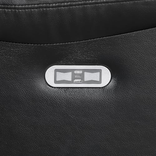 Lexicon Wall Hugger Power Double Reclining Loveseat with Console, Faux Leather Home Theater Seating with LED Lighting, Charging Ports, Bluetooth Speaker Wireless, Cup Holders, Hidden Storage, Black Lexicon