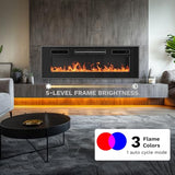 DWVO 36 Inches Electric Fireplace, Recessed or Wall Mounted, Fireplace Heater with Remote Control, Adjustable Temperature, 8H Timer, Adjustable Flame Color and Brightness, 120V 1500W, Crystal DWVO
