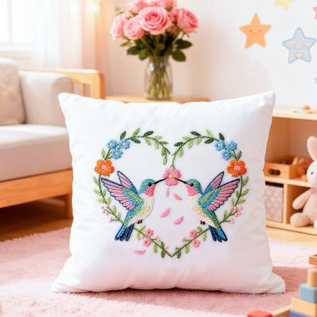 BEUNITONE 4 Set Embroidery Kit for Beginners, Wreath and Bird Cross Stitch Kits, Needlepoint Kits for Adults with Instructions and Full Kit, Elegant Hand Embroidery Patterns for Cloth and Home Decor BEUNITONE