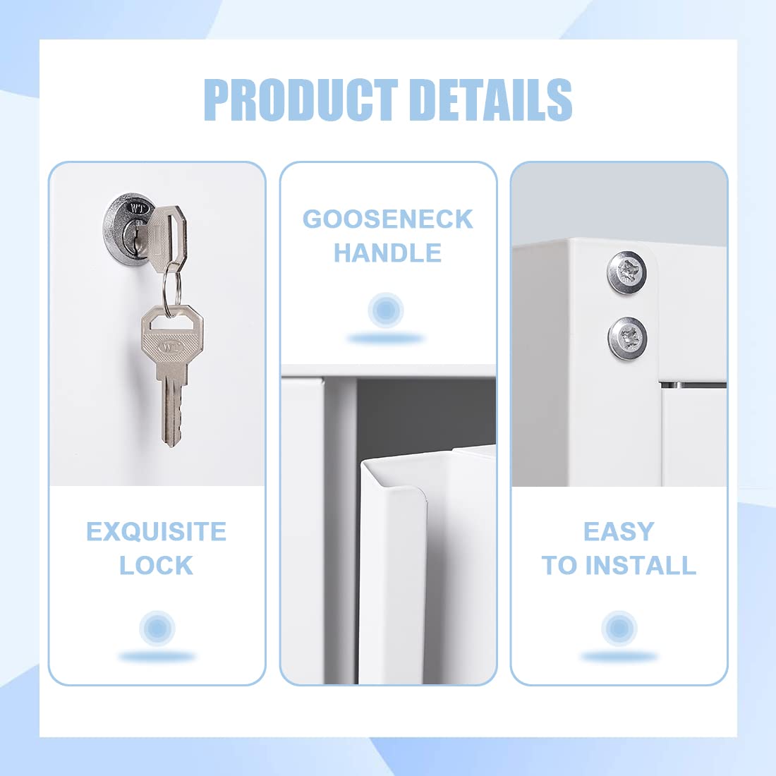 LUCYPAL Metal Wall Storage Cabinet with Shelves,Garage Wall Mounted Steel Storage Cabinet with Locking Doors for Garage,Home,Office,Kitchen,White LUCYPAL