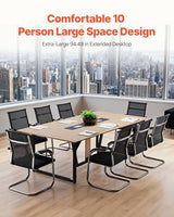 VEVOR Conference Table, 8 ft Office Meeting Table for 10 Person, Modern Rectangle Seminar Desk with Metal Legs, Large Meeting Desk Ideal for Office, Boardroom, Conference Room, Easy Assembly, Brown VEVOR