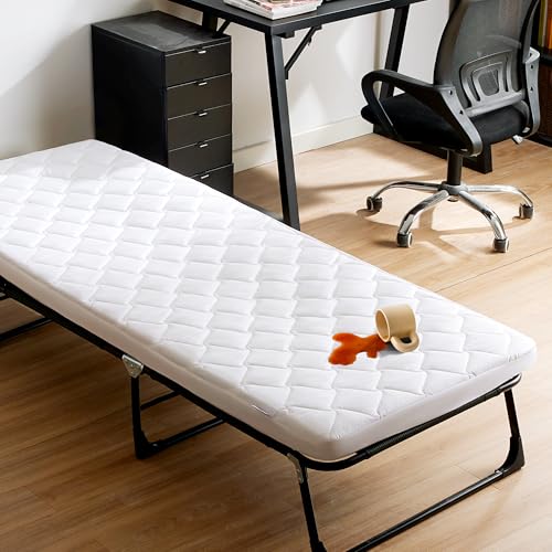 SLEEP ZONE Cot Mattress Protector, Waterproof Mattress Protector for Narrow Twin Bed - Fitted with Stretchable Pockets, Soft Breathable RV Bunk Size Mattress Pad Cover (White) SLEEP ZONE