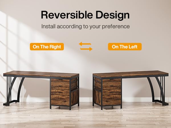 Tribesigns 59 Inch Computer Desk with 3 Drawers, Industrial PC Desk Study Writing Table Workstation with File Storage, Home Office Desks with Large Desktop and Metal Frame, (Rustic Brown) Tribesigns