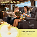 MOSGAT RV Loveseat Recliner Sofa, Reclining Loveseat Wall Hugger Recliners with USB Ports, Cup Holders, Insert Pockets, RV Recliners for Travel Trailers & Living Room, RV Furniture | RV Couch | Brown