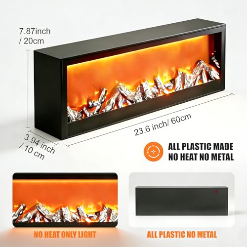 steladomus Faux LED Fireplace with Electric Fireplace Logs, ONLY Light NO Heat decorativa chimenea para sala, Portable Artificial Fire Place USB/Battery Operated, Fake Flame Effect Decor steladomus