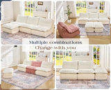 Hobestluk Sofa Couch Foam Sofa for Small Spaces Comfy Sofas with Footrest Couch Recliner Small Sofas for Living Room, Bedroom, Apartment (White)