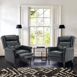 COLAMY Wingback Pushback Recliner Chair, Modern Upholstered Leather Living Room Chair Armchair with Button Tufted Back, Black COLAMY