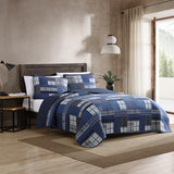 Eddie Bauer - Queen Quilt Set, Reversible Cotton Bedding with Matching Shams, Lightweight Home Decor for All Seasons (Eastmont Navy, Queen) Eddie Bauer