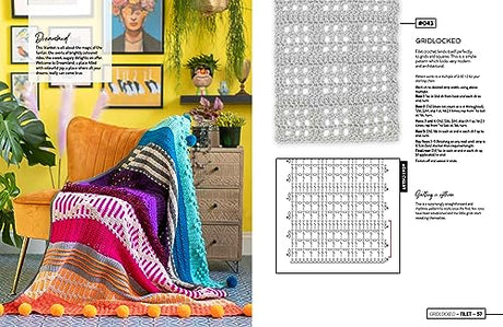Mix and Match Modern Crochet Blankets: 100 patterned and textured stripes for 1000s of unique throws WoodArtSupply