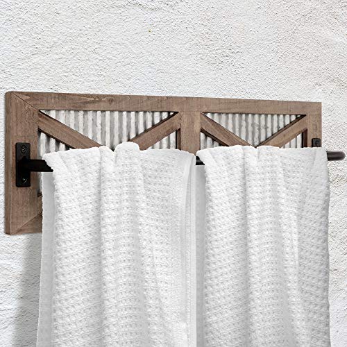 Autumn Alley Farmhouse Rustic Towel Rack Holder - Wood Towel Rack - 24" - Farmhouse Towel Holder for Rustic Bathroom and Farmhouse Kitchen Style Décor - Wall Mounted, Rustic Towel Bar