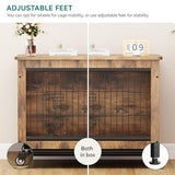 YITAHOME Dog Crate Furniture with Cushion, Dog Kennel Indoor with Wheels, Dog Crate End Table with Tray, 27" Dog Cage with Double Doors for Small Dog (Rustic Brown) YITAHOME