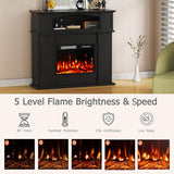 PRETZI 43" Electric Fireplace with Mantel, Wooden Black Electric Fireplace Surround with Mantel, Freestanding Faux 23" Fireplace Insert for Living Room with Remote Control, Adjustment 3D Led Flame PRETZI