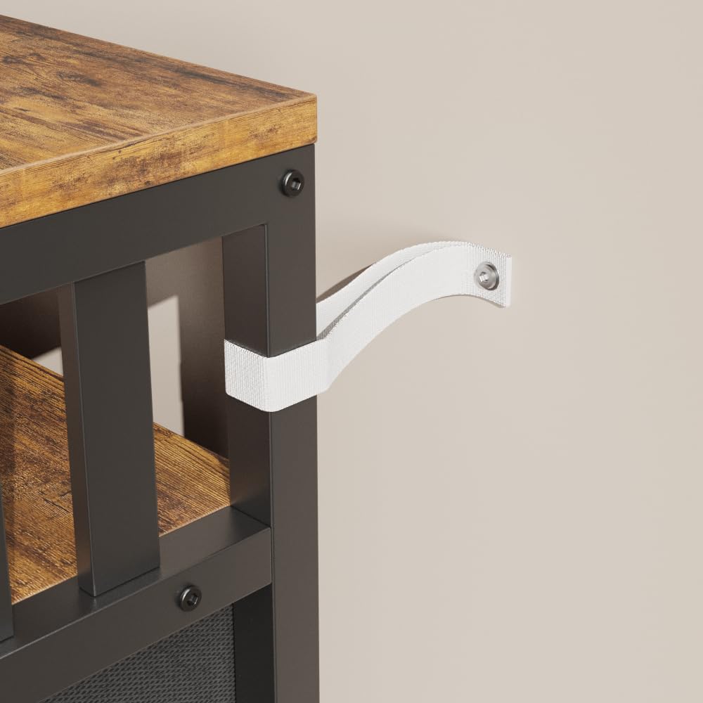 J-yaamiZz 7 Drawer Dresser TV Stand with Power Outlets and LED Lights, Entertainment Center with Open Shelf, Media Console for 50“ TV, Dresser for Bedroom (Brown) J-yaamiZz