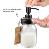 SheeChung Mason Jar Bathroom Accessories Set, 2Pcs Glass Bathroom Accessory Set, Soap Dispenser, Toothbrush Holder, Bathroom Decor, Rustic Farmhouse Decor - Black SheeChung