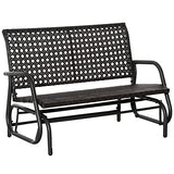 Outsunny Dark Grey 2-Person Outdoor Wicker Glider Bench with Extra Wide Seat Outsunny