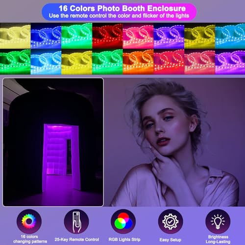 CZGBRO Inflatable Photo Booth, Portable Photo Booth Enclosure Tent for Weddings Parties Events Birthday Shows Bars, 8 Pieces of Inflatable Props(Black, 10'x10'x9', 2 Doors) CZGBRO