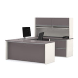 BESTAR Connexion U-Shaped Workstation with Two Oversized Pedestals, Slate/Sandstone Bestar