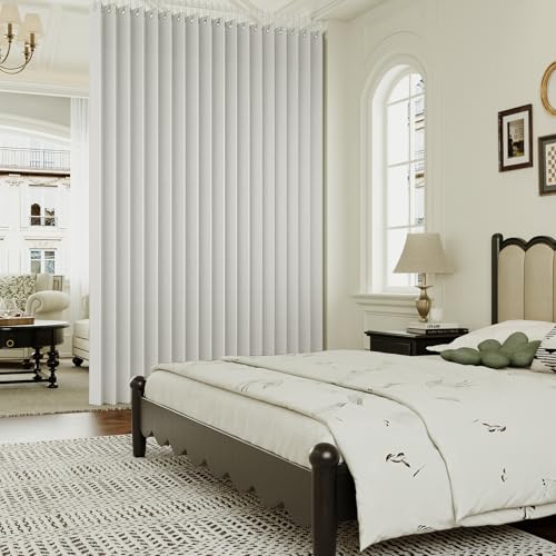 Turquoize 100% Blackout Curtains for Sliding, Accordion & Patio Doors - Extra Wide, Folding Closet Door Curtain with Hooks, Room Divider - W100 x L78, Off White Turquoize