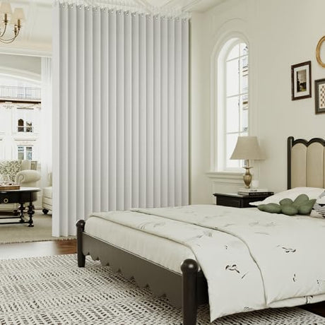 Turquoize 100% Blackout Curtains for Sliding, Accordion & Patio Doors - Extra Wide, Folding Closet Door Curtain with Hooks, Room Divider - W100 x L78, Off White Turquoize