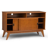SIMPLIHOME Draper SOLID HARDWOOD 54 Inch Wide Mid Century Modern TV Media Stand in Teak Brown For TVs up to 60 Inches, For the Living Room and Entertainment Center SIMPLIHOME