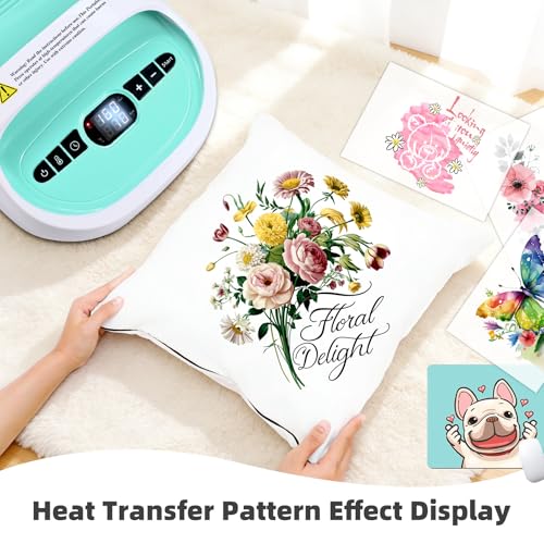 BetterSub Heat Press Machine for T-Shirts, Portable Heat Press, Iron Press for Sublimation and HTV Vinyl Shirt Press Machine for Hat, Bags, Heating Transfer Projects (8.27"×9.06" Teal) BetterSub