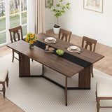 chartustriable 7PCS Dining Table Set for 4 5 6 People, 71" Large Long Wooden Kitchen Table with 6 Chairs (Brown, 71IN Table+6 PCS Chairs) chartustriable