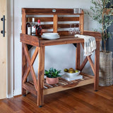 Backyard Discovery Table Serving Bar-Acacia Wood Potting Bench, Brown Backyard Discovery