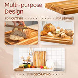 Yes4All Solid Teak Cutting Boards for Kitchen, [24''Lx18''Wx1.5”Thick] Extra Large Edge Grain Butcher Block Cutting Board, Food Safe Surface Wood Cutting Boards with Juice Grooves and Easy Grip Handle Yes4All