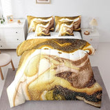 Erosebridal Comforters King Size Set with Sheets for Kids Gold White Marble Bedding,7 Pieces Bed in a Bag King Modern Bedding Sets with Comforter, Sheets, Pillowcases and Cushion Cases Erosebridal