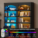 BREEZEHEAT 23 Inch Electric Fireplace with Bookcase, 70" Tall Arched Bookshelf w/LED Light, Timer, Realistic Flame Effect, Modern Storage Accent Bookshelf for Home, Office, Living Room, Black BREEZEHEAT